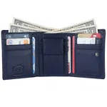 Hammonds Flycatcher Genuine Leather Blue Trifold Wallet For Men