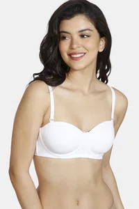 Zivame Padded Wired 3/4th Coverage Strapless Bra-White