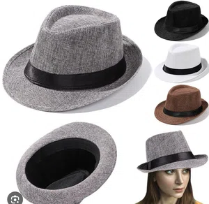 Unisex Breathable Linen Fedora Hat for Men & Women – Summer Sun Protection Panama Cap, Retro Jazz Style Trilby Hat with Ribbon Band