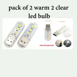 USB LED night Light Bulb Book Reading night lighting Lamp 3LEDs high power bright
