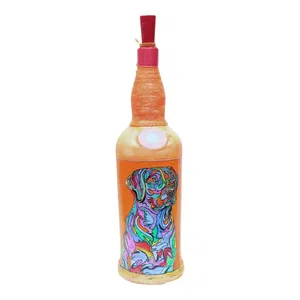 Psychedelic Dog Printed handmade Craft Bottle With Night Lamp - Unique Gift Item