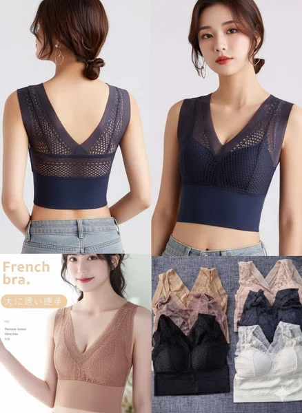 Women\'s Breast Wrap Ultra-fit Sports Bra Plus Size Lace Underwear Sexy Deep V Corset Ladies Tube Top Breathable Lingerie