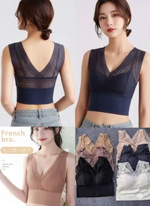 Women\'s Breast Wrap Ultra-fit Sports Bra Plus Size Lace Underwear Sexy Deep V Corset Ladies Tube Top Breathable Lingerie