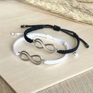 2Pcs 8 Words Infinity Love Couple Bracelets For Women Men Handmade Braided Rope Chain Charm Matching Bracelet Friendship Jewelry