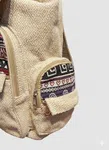 Handmade Hemp & Cotton Sustainable Backpack - Unisex Beige & Multi-Color Daypack - 7 Compartments - Made in Nepal