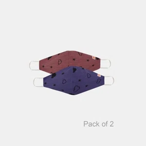 Zivame Reusable 2 Layer Printed Knit Cotton Antiviral Face Mask (Pack of 2) For Women - Purple Pt