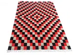 Hand-Knot Red Nepali Carpet: Modern Design, 60 Knots, 170x240 Cm