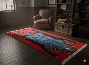 Nepali Hand-Knotted Red Traditional Woolen Carpet - 60 Knots, 90x190 cm
