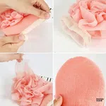 2-in-1 Bath Exfoliating Mitt Glove With Mesh Loofah Puff Body Scrubber Dead Skin Remover