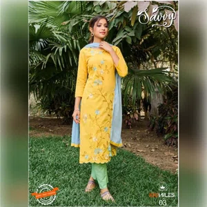 FuLoo's Savy Pure Cotton Designer Kurti in 3 set #03