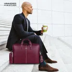 HAMMONDS FLYCATCHER Genuine Leather Office Bag for Men - 15.6 Inch Laptop Bag for Men, Professional Leather Bag for Men - Adjustable Straps and Multiple Compartments - Mango