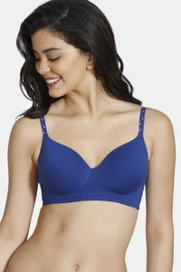 Zivame Star Strap Padded Non Wired 3/4th Coverage T-Shirt Bra-Sodalite Blue