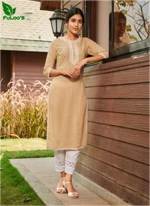 FuLoo's Pure Ziba Cotton Designer Kurti in 2 set for Women # 01
