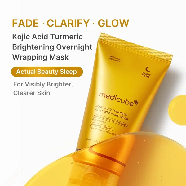Medicube Kojic Acid Turmeric Night Wrapping Mask (75ml) – Brightening Overnight Face Mask for Dullness, Dark Spots & Glowing Skin