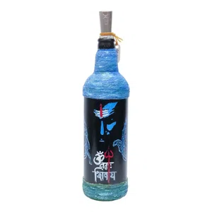 Om Nama Shiva Printed Handmade Craft Bottle With Light Lamp