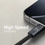 Elephu Data cable Braidy series 567| Type C to C)| Super fast charging| high speed data transfer| Fabric braided cable| Integrated IC chips| aluminum tip| pure copper wire|