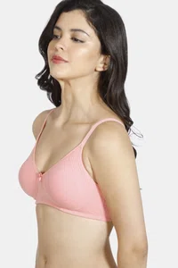 Rosaline Basics Double Layered Non Wired 3/4th Coverage Bra - Salmon Rose