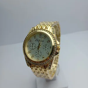 Big Size White Dial Fashionable  Round Dial Stainless Steel Waterproof Watch For Women