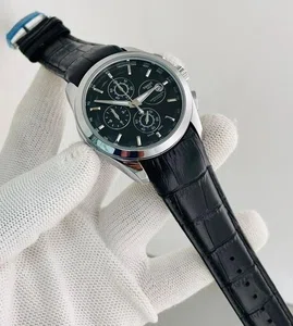 Watch For Men Black Color Leather Strap Date Function Black Dial Watch For Men