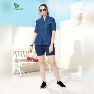 Denim Short Tops Shirts CityGirl# 1005