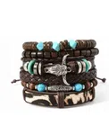 Men 6 Leather Multistrand Bracelet