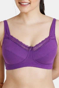 Zivame Basics Double Layered Non Wired 3/4th Coverage Bra-Purple Magic