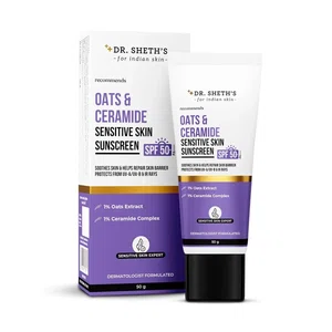 Dr. Sheth's Oats & Ceramide Spf 50+ Pa++++ | Oil-Free Sunscreen For Sensitive Skin 50g