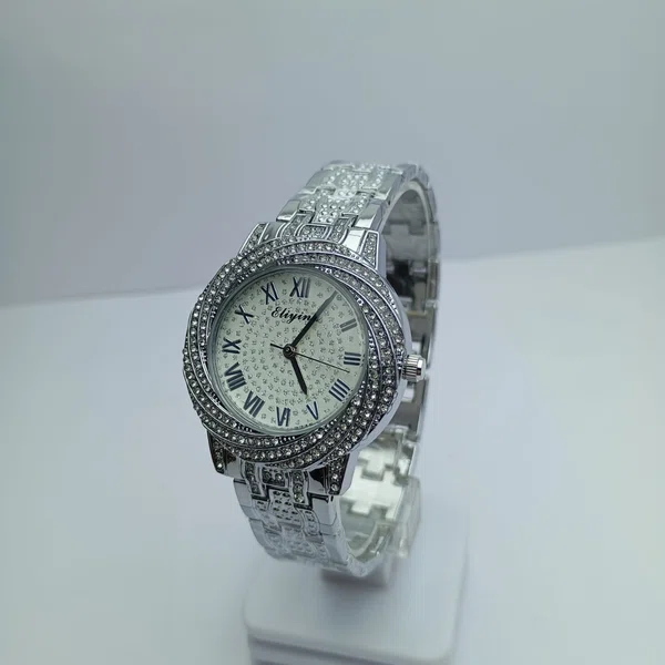 stainless steel round dial waterproof watch for women