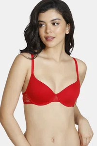 Zivame Beautiful Basics Padded Wired 3/4th Coverage Bra-High Risk Red