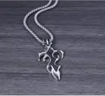 Tribal Flame Vintage Silver Cross Pendant Necklace - Premium Stainless Steel Retro Gothic Chain Punk Hip Hop Streetwear Jewelry for Men & Boys