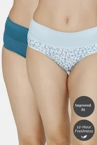 Zivame (Pack of 2) Bikini Low Rise Anti-Microbial Panty For Women - Water Blue