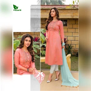 FuLoo's Seashore Pure Cotton Designer Kurti in 3 set #03