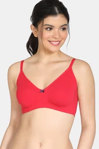 Zivame Modern Grounds Double Layered Non Wired 3/4th Coverage T-Shirt Bra - Lipstick Red