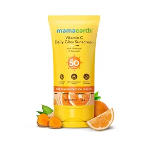 Mamaearth Vitamin C Daily Glow Sunscreen SPF 50 PA++++ – In-Vivo Tested (ISO 24444:2019 Certified, CTRI/2025/05/087276) - 50g
