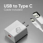 Elephu ep-25A Charging Adapter| Fast Charging| USB To Type C cable included| Universal Compatibility|