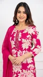 red frolar print kurti set