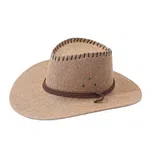Unisex Wide Brim Linen Straw Cowboy Hat - Breathable Summer Beach Sun Protection Cap with Adjustable Wind Rope for Men & Women