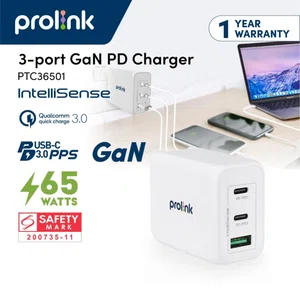 Prolink 3-Port USB PD Wall Charger 65W - PTC36501