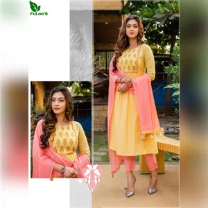 FuLoo's Seashore Pure Cotton Designer Kurti in 3 set #01