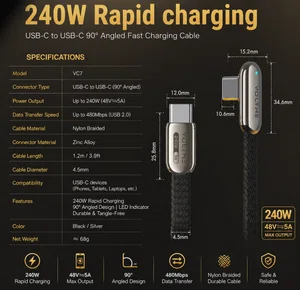 100% Original VOLTME CD205L 240W Powerlink Dott USB-C to USB-C Fast Charging Cable
