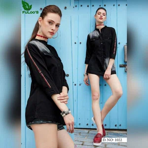 FuLoo Carbon Denim Tops for Women # 1022