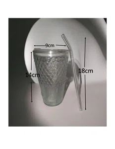 Glass Tumbler With Reusable Straw