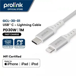 Prolink 30W USB-C to Lightning PD Cable Nylon braided Fast Charge iPhone 1M - GCL-30-01