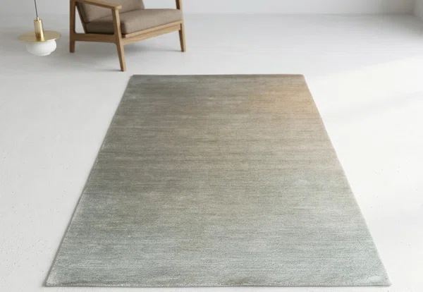 Hand Knotted/Handmade Nepali Woolen Carpet/Silver Color/60 Knots/ 4.10 Ft x 5.94 Ft