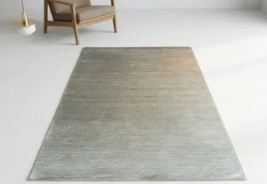 Hand Knotted/Handmade Nepali Woolen Carpet/Silver Color/60 Knots/ 4.10 Ft x 5.94 Ft