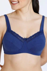 Zivame Basics Double Layered Non Wired 3/4th Coverage Bra-Blue Depths