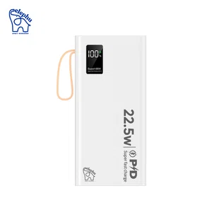 Elephu Powerbank G2X| 10000 mAH| 22.5 W Rapid charge| Built-In cables| Led light| Digital battery indicator|