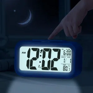 Digital Alarm Clock Electronic LCD Time Display ,Temperature Display ,Electric Clocks for Bedroom, Bedside 12/24Hr, Snooze,Sleep Timer