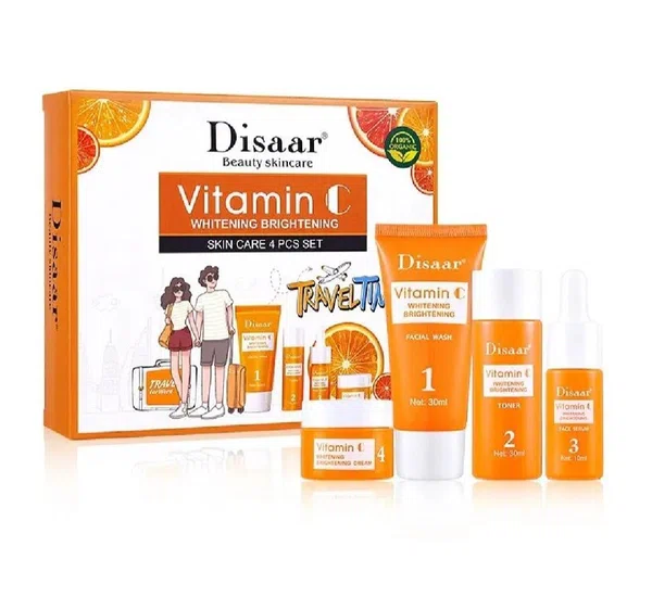 4 In 1 Set Disaar Beauty Vitamin C Skincare Set – Cleanser, Toner, Serum & Cream | Gift Set for Women & Teens