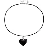 Trendy Black Stone Heart Charm Neckpiece